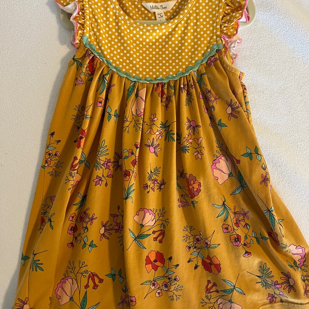 Matilda Jane Mustard Floral Dress with Ruffles